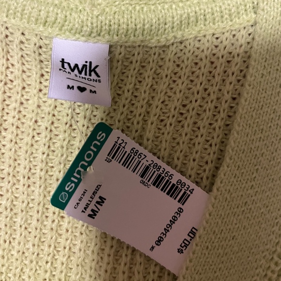 Lime green ribbed button-up V-neck sweater vest NWT - Picture 7 of 7